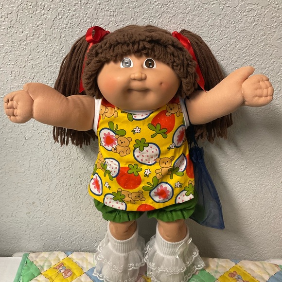 Vintage Cabbage Patch Kid Girl Hong Kong P Factory Brown Hair Head Mold #3 1984 - Picture 6 of 11